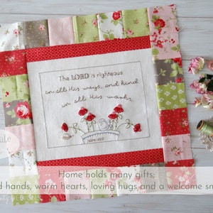 Heart of Psalms / Heart of Home block 7 - hand embroidery block of the month quilt - digital download