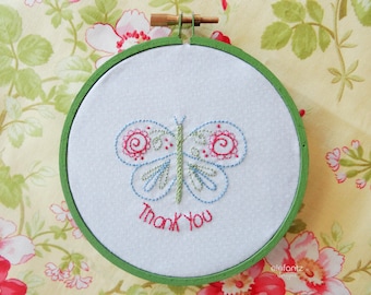 TWO mini stitchery patterns - hand embroidery - butterfly and spring bird - digital download