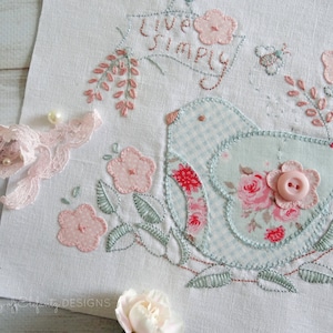 シンプルに生きる - 手刺繍パターン - アップリケ - デジタルダウンロード