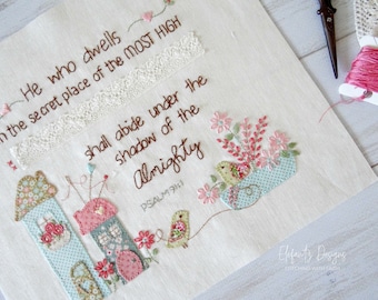 The Secret Place - Psalm 91:1 - hand embroidery pattern - digital download