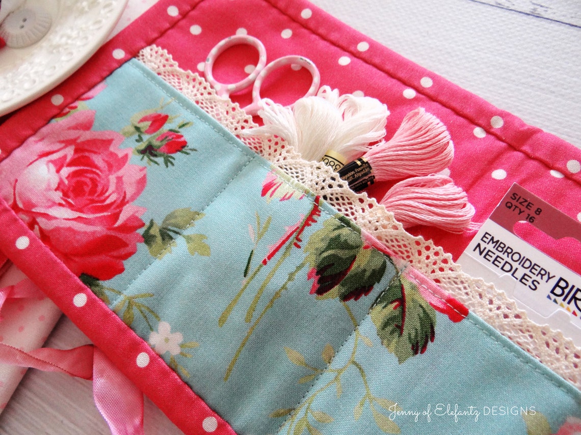 The Rosey Needle Case Pattern Hand Embroidery Applique Etsy