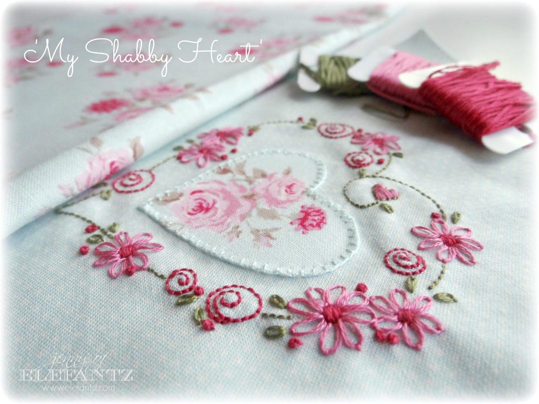 My Shabby Heart Pattern - Two Versions - Hand Embroidery