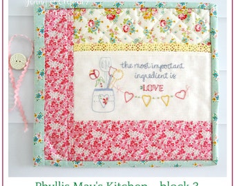 Phyllis May's Kitchen – Embroidery Block of the Month, Blocks 3 & 4 (PDF Pattern)