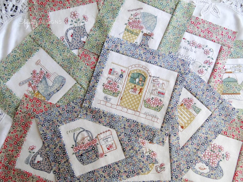 DAISY a DAY - Complete 12 Block Quilt Pattern - Hand Embroidery ...