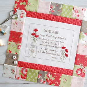 Heart of Psalms / Heart of Home block 3 - hand embroidery block of the month quilt - digital download