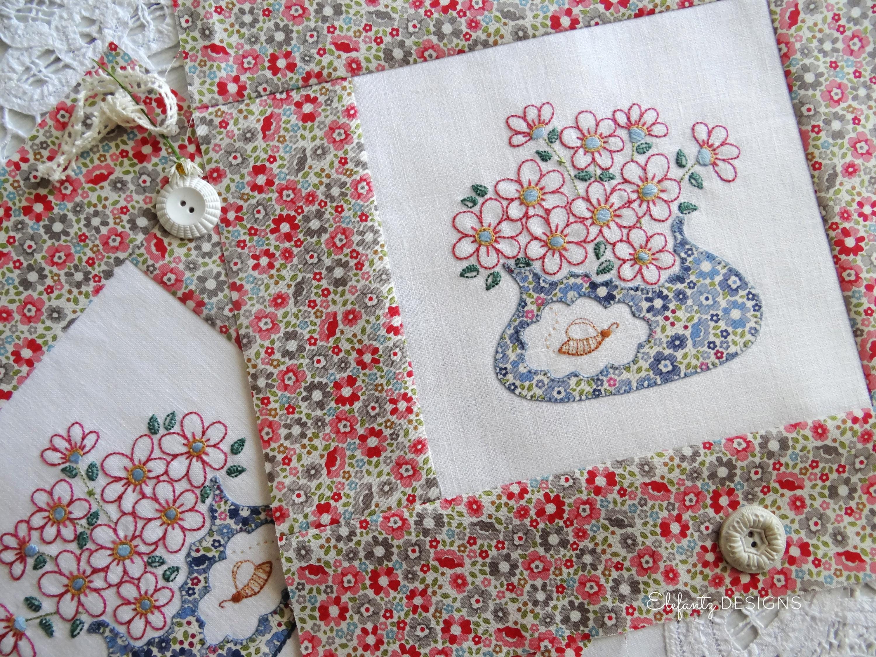 DAISY a DAY - Complete 12 Block Quilt Pattern - Hand Embroidery ...