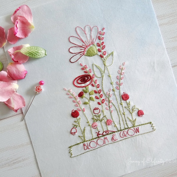 Bloom and Grow - hand embroidery pattern - digital download