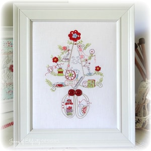 The Scissor Tree - Christmas pattern - sewing theme - hand embroidery and applique - digital download