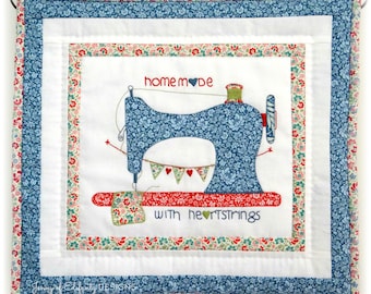 Homemade From The Heart - hand embroidery + applique  - mini quilt pattern