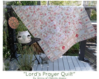 The Lord's Prayer embroidered quilt pattern with 26 hand embroidered blocks - digital download