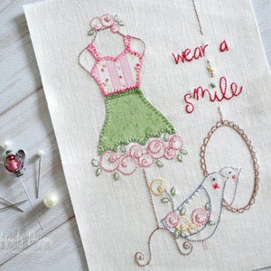 Wear a Smile - hand embroidery and applique pattern - digital download with BONUS free pattern