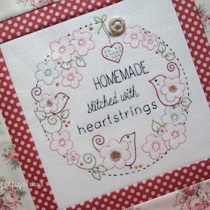 Stitched With Heartstrings - hand embroidery pattern - digital download