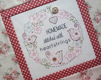 Stitched With Heartstrings - hand embroidery pattern - digital download