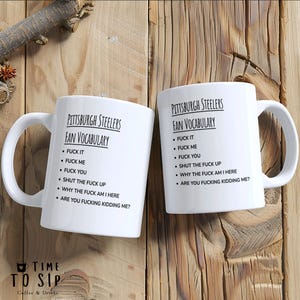 Pittsburgh Steelers fan vocabulary mug, sports mug, american football coffee mugs, american football coffee cups image 4