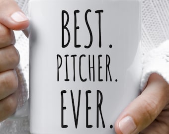 Best. pitcher. Ever. mug, Funny softball coach coffee cup, Funny catcher coffee mug, gifts for dad birthday, gift for her