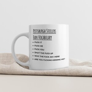 Pittsburgh Steelers fan vocabulary mug, sports mug, american football coffee mugs, american football coffee cups image 3