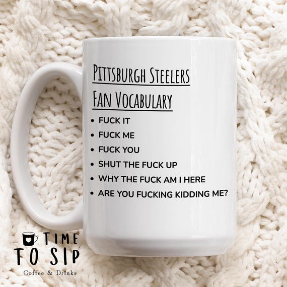 Pittsburgh Steelers fan vocabulary mug, sports mug, american football coffee mugs, american football coffee cups