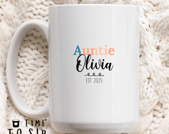 Auntie personalized name est mug, best aunt ever coffee mug, personalised auntie mug, funny aunt coffee mug, cool aunt mug