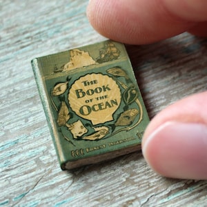 Miniature Book of the Ocean – 1:12 Scale Marine History Dollhouse Accessory • Nautical Curio for Seaside Dioramas or Ocean Lover Gift