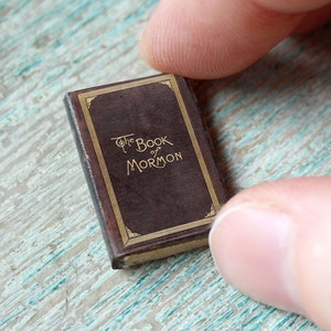 Miniature Book of Mormon – 1:12 Scale Religious Dollhouse Prop • Vintage LDS Gift • Tiny Bible for Curio Shelf or Diorama