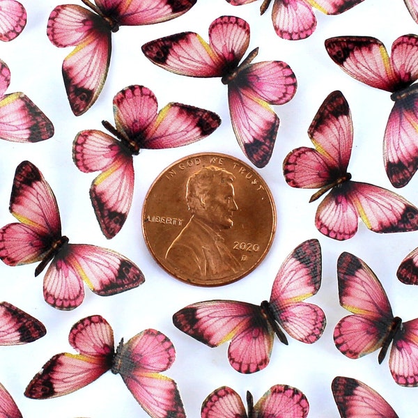 Miniature Paper Butterflies - For Craft, DIY, and Dollhouse  - Woodland Pink