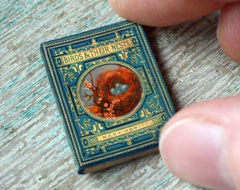 Miniatur “Vögel und ihre Nester” Buch - 1:12 Natur Historisches Puppenhaus Dekor • Naturkundliche Miniatur