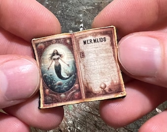 Handmade Miniature Open Book --- Mermaids