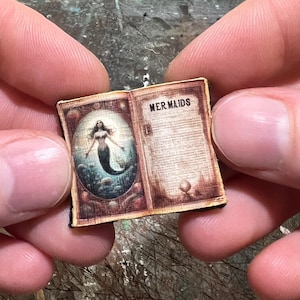 Handmade Miniature Open Book --- Mermaids