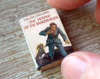 Miniature Hound of the Baskervilles Book – Mystery Dollhouse Decor • Sherlock Holmes Gift • Tiny Closed Book