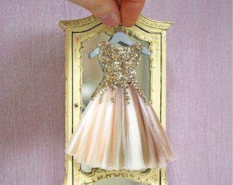 Miniature Handpainted Paper Dress ---  Winning Him Back