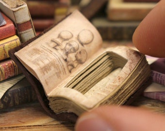 Miniature Antique Open Book with Secret Compartment - Empty Hollow Book for Dollhouse and Diorama Decor