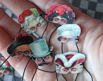 Máscaras de papel victorianas en miniatura: elige tu personaje para casas de muñecas, escenas en miniatura y proyectos de manualidades DIY