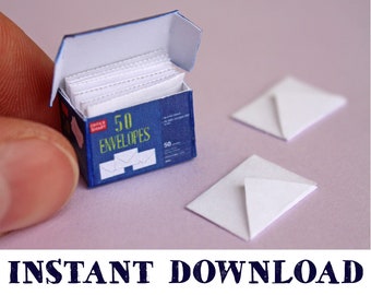 Miniature Envelope Box + Envelopes: Dollhouse Digital Download DIY