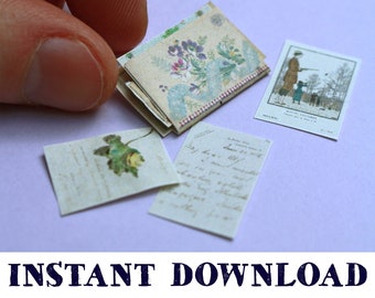 Miniature Antique Folder & Ephemera: Dollhouse Digital Download DIY