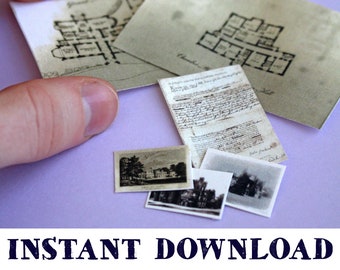 Miniature Castle Deed & Blueprints: Dollhouse Digital Download DIY