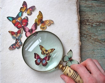 Antique Paper Butterflies - 10-Piece Set, Pre-Cut, Sticker or Paper- Photo Props, Home Decor, Party Favor