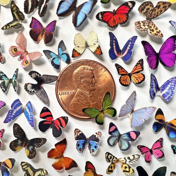 Miniatuur realistische papieren vlinders voor poppenhuizen, sieraden maken + doe-het-zelf - Kies uw hoeveelheid - Verschillende soorten en kleuren