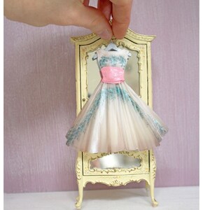Miniature Handpainted Paper Dress --- Gathering Some Flowers