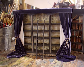 Miniature Library of Forgotten Books Bookshelf & Ladder - 1:12 Bookcase - Ready to Fill