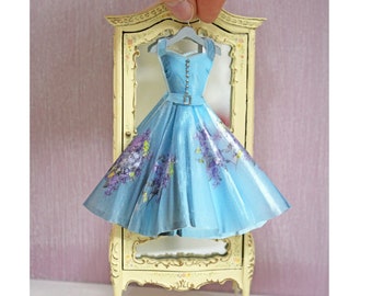 Miniature Handpainted Paper Dress ---  Sunning at a Seaside Resort