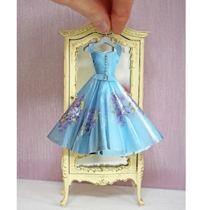 Miniature Handpainted Paper Dress ---  Sunning at a Seaside Resort