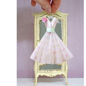 Miniature Handpainted Paper Dress --- Weekend in the Country