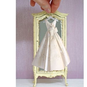 Miniature Handpainted Paper Dress --- Turning Heads