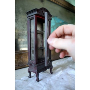 Miniature Dusty Curio Cabinet - 1:12 Dollhouse Display for Tiny Treasures