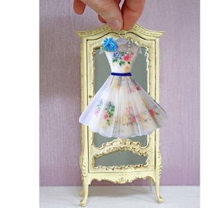 Miniature Handpainted Paper Dress --- Tea For Two