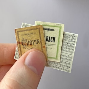 Miniature Classical Sheet Music – 1:12 Scale Dollhouse Prop • Tiny Composer Pages for Dioramas, Crafts & Music Lovers • Choose Your Composer