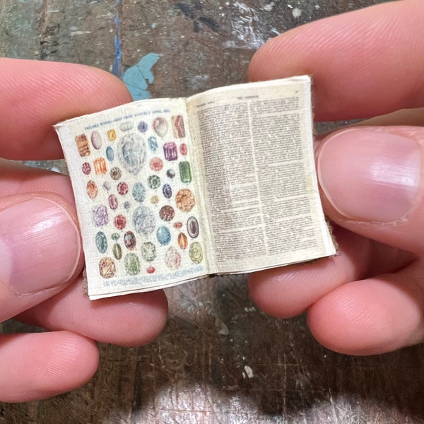 Handmade Miniature Open Book --- Gemstones