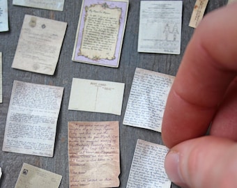 Miniature Antique Paper Ephemera: Dollhouse DIY Craft Supplies