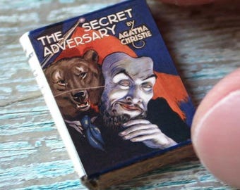 Miniature “The Secret Adversary” Book – 1:12 Scale Agatha Christie Mystery • Vintage Pulp Cover • Tiny Closed Dollhouse Book