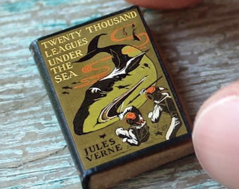 Miniature Twenty Thousand Leagues Under the Sea – 1:12 Scale Jules Verne Book • Adventure Nautical Cover • Tiny Closed Classic Novel